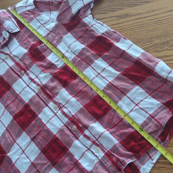 Universal Thread Red and White Plaid Button Down Pocketed Long Sleeve Shirt L - Picture 4 of 7